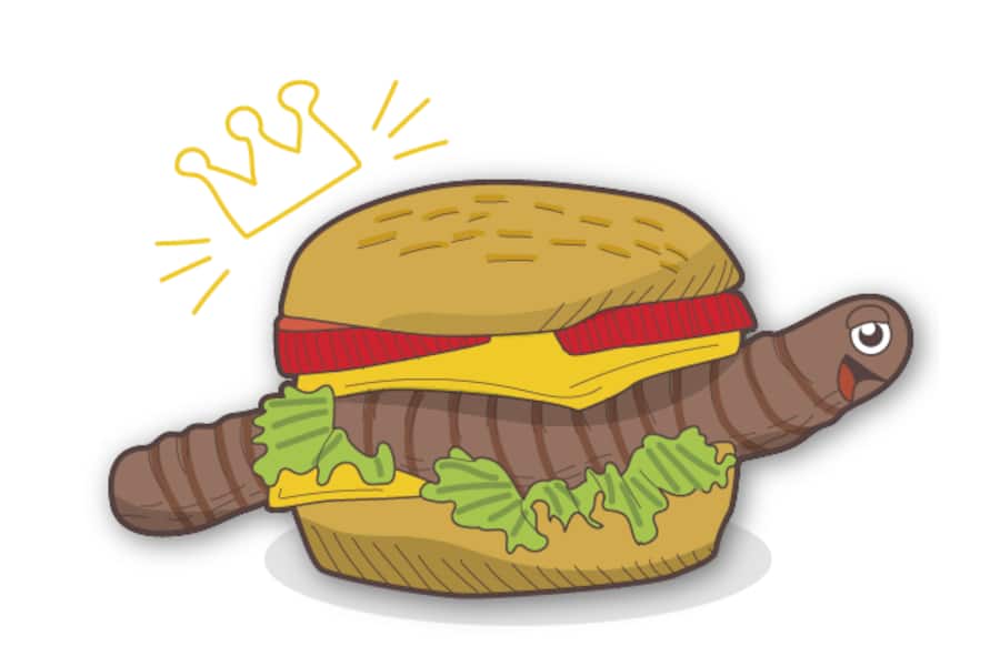 Hamburger mit Mehlwurm